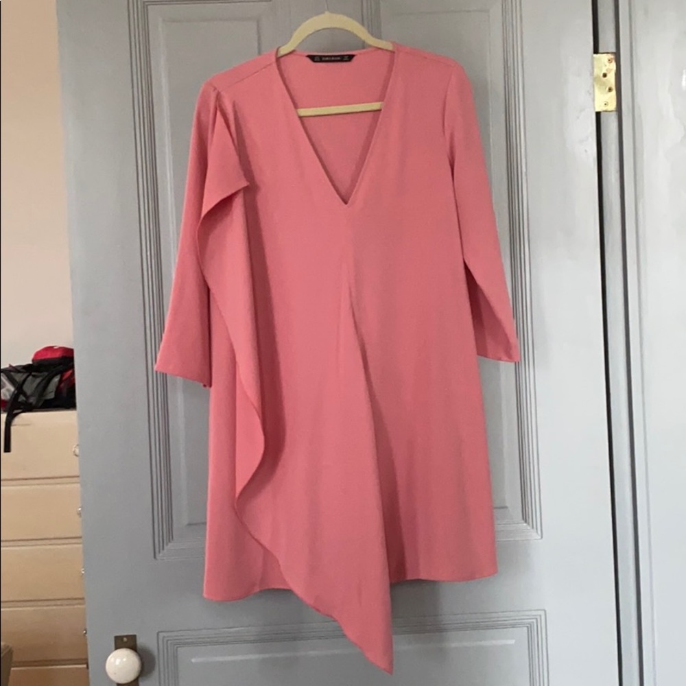 Zara Pink Ruffle Shift Dress